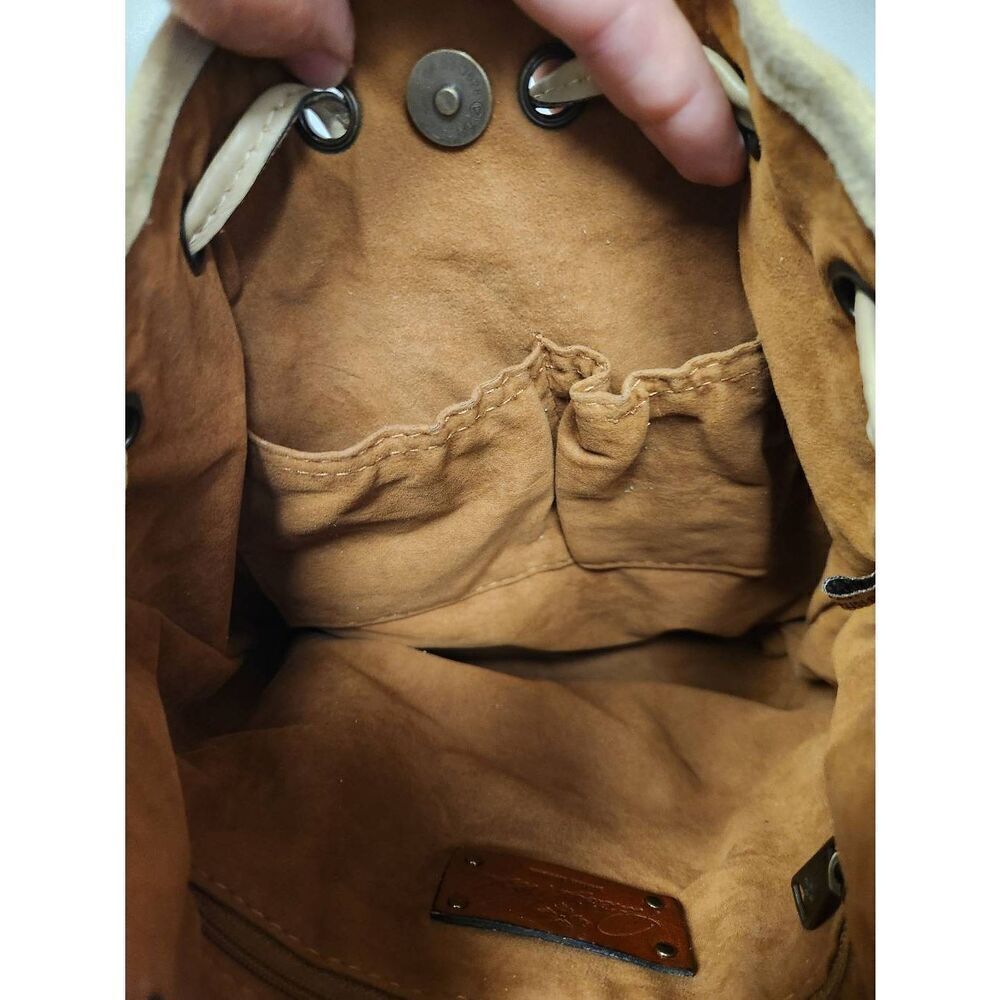 Patricia Nash Tan Suede Leather Fringe Bronte Bucket Crossbody Shoulder Bag - Picture 13 of 14